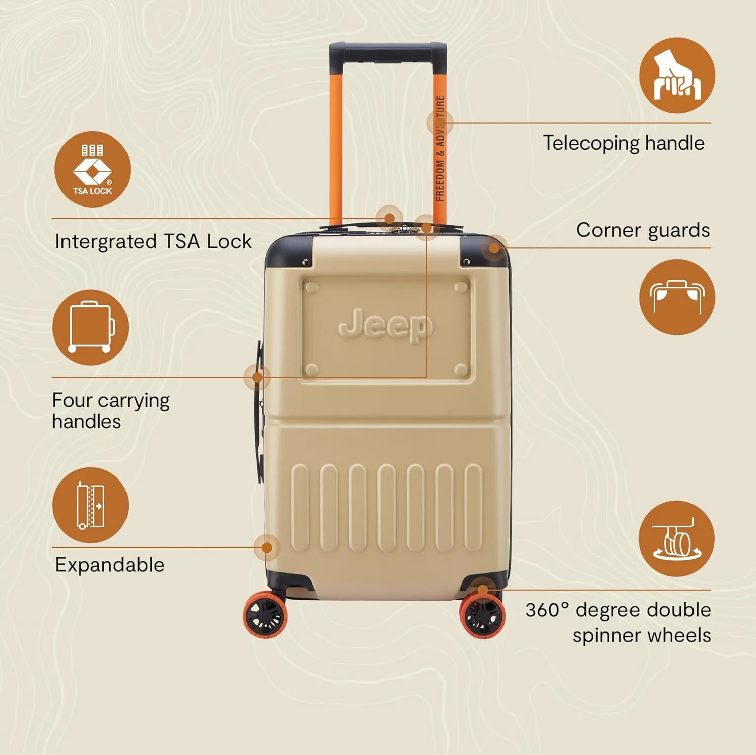 Jeep JH002B Hardside Expandable Luggage with Spinner Wheels