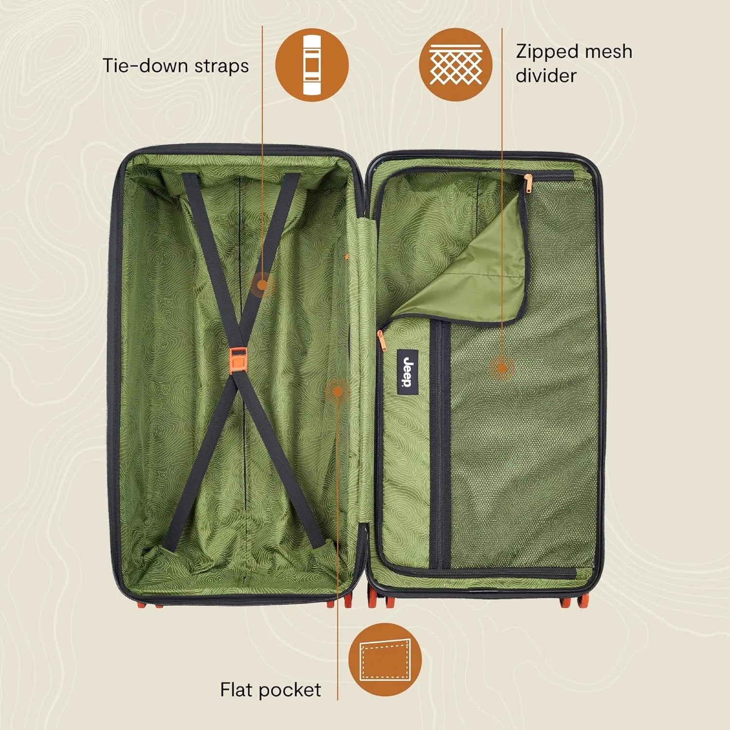 Jeep JH002B Hardside Expandable Luggage with Spinner Wheels