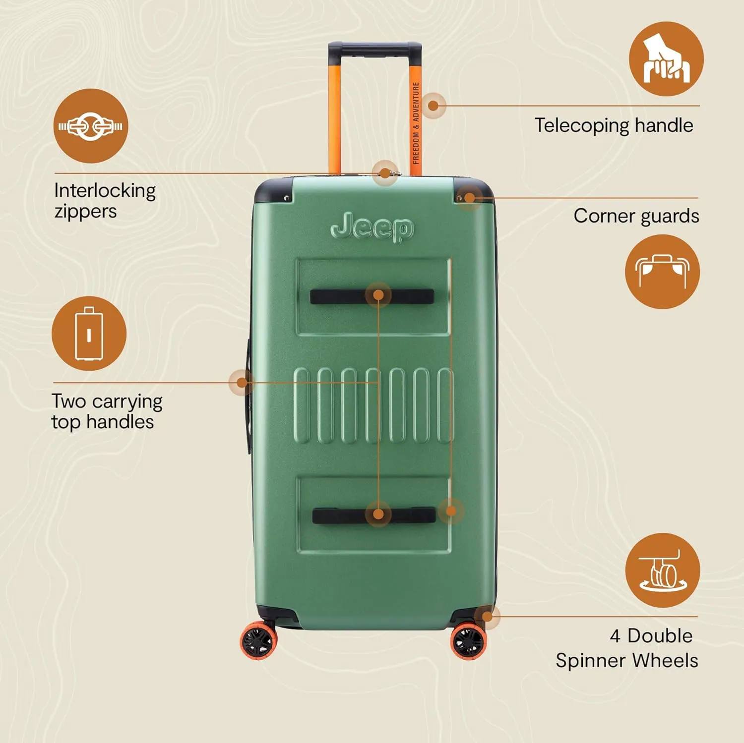 Jeep JH002B Hardside Expandable Luggage with Spinner Wheels