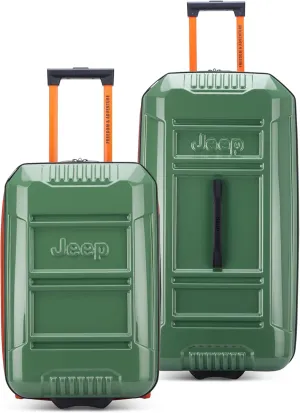 Jeep JH003B Hardside Expandable Luggage with Two Wheels, Elm Green, 2 Piece Set 21/30 Inch