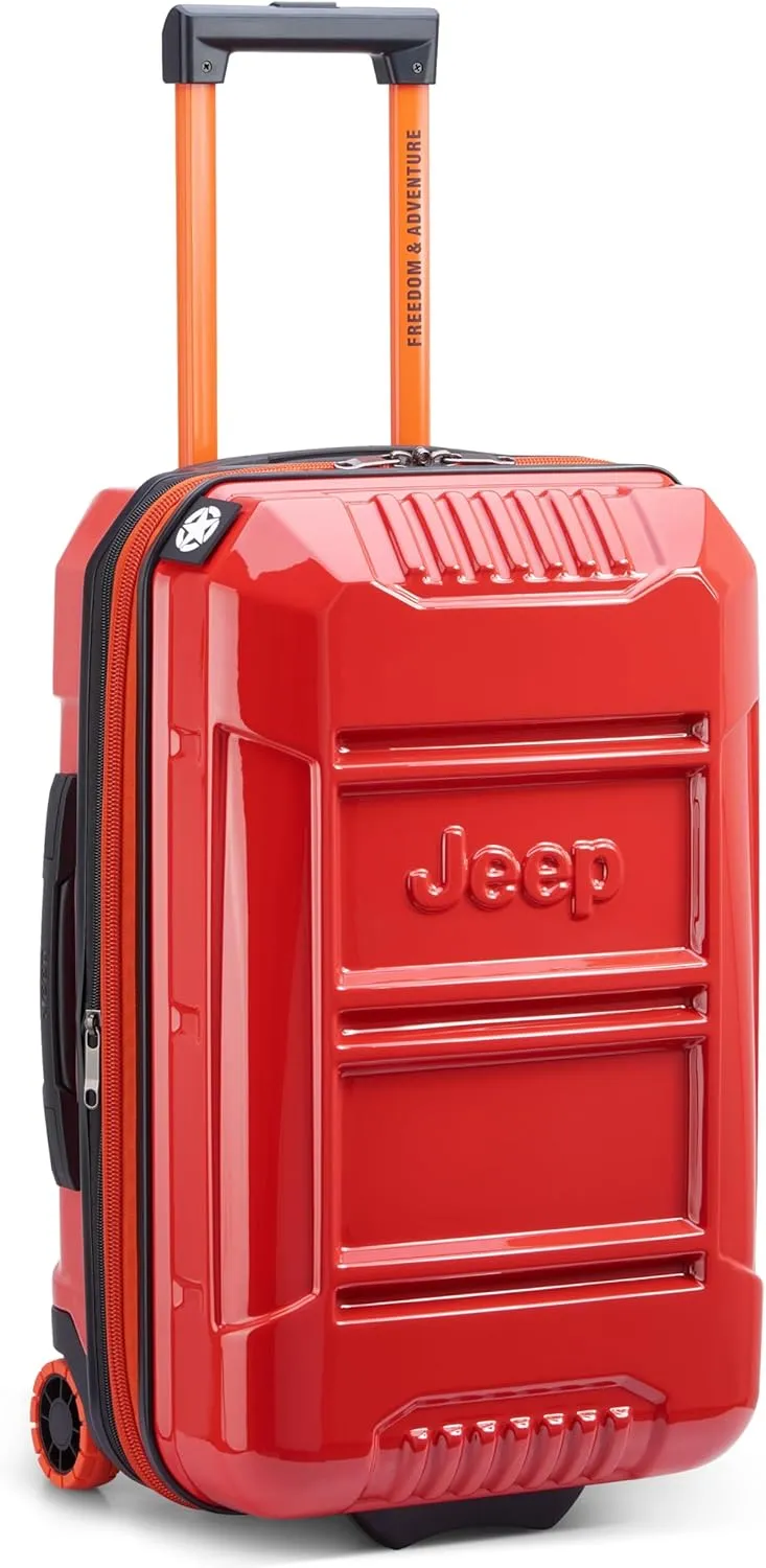 Jeep JH003B Hardside Expandable Luggage with Two Wheels, Tomato, 2 Piece Set 21/30 Inch