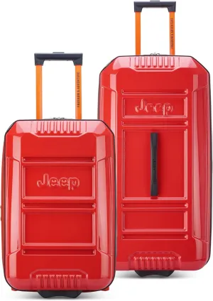 Jeep JH003B Hardside Expandable Luggage with Two Wheels, Tomato, 2 Piece Set 21/30 Inch