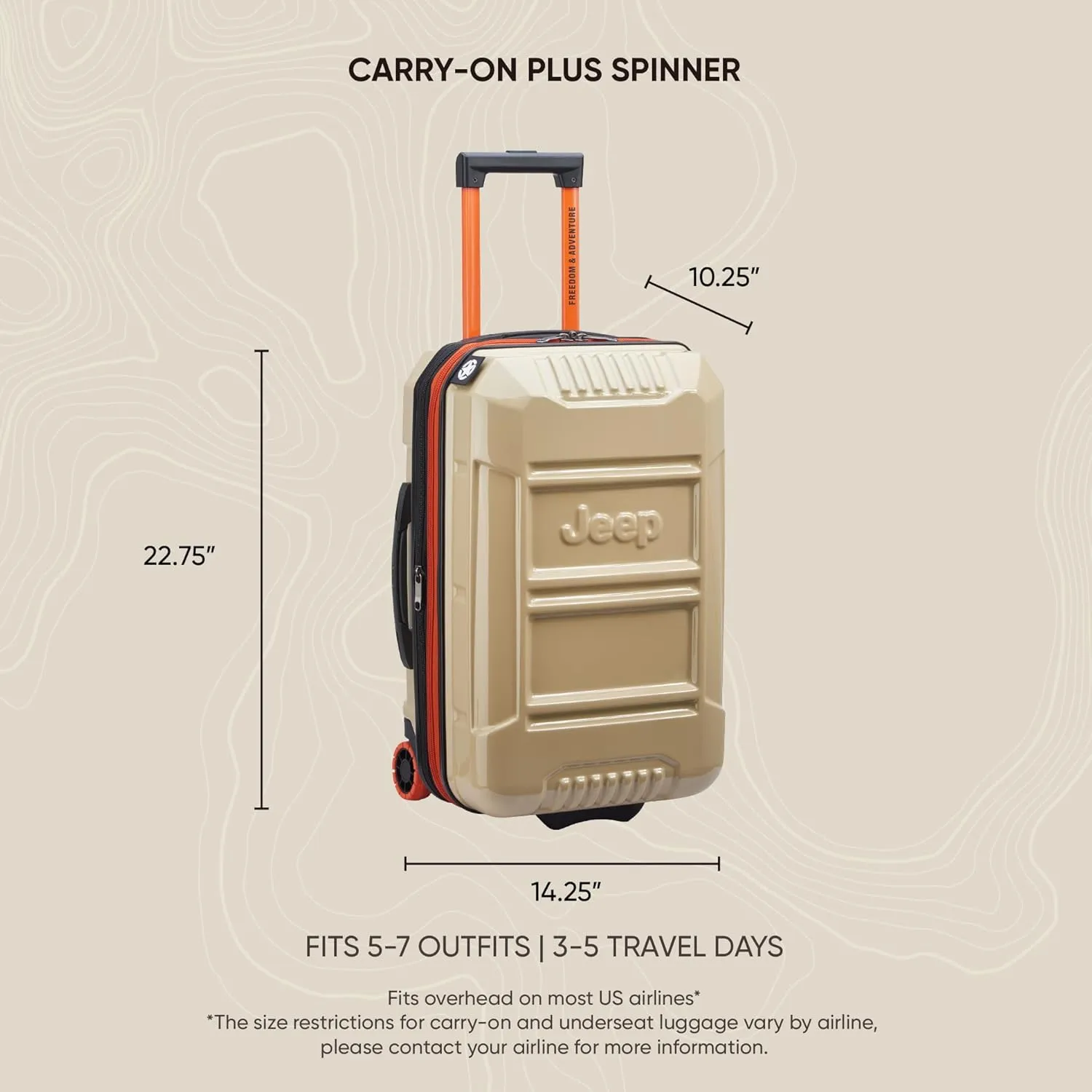 Jeep JH003B Hardside Expandable Luggage with Two Wheels (Warm Sand, Carry-On 21 Inch)