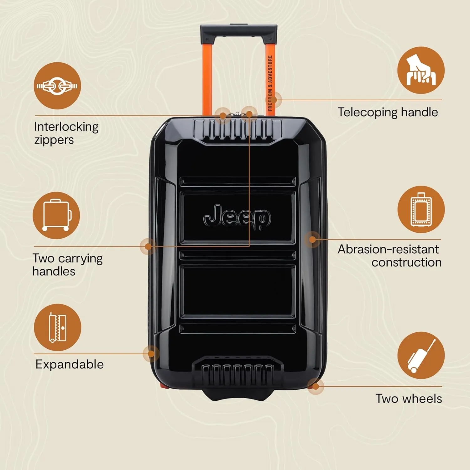 Jeep JH003B Hardside Expandable Luggage with Two Wheels (Warm Sand, Carry-On 21 Inch)
