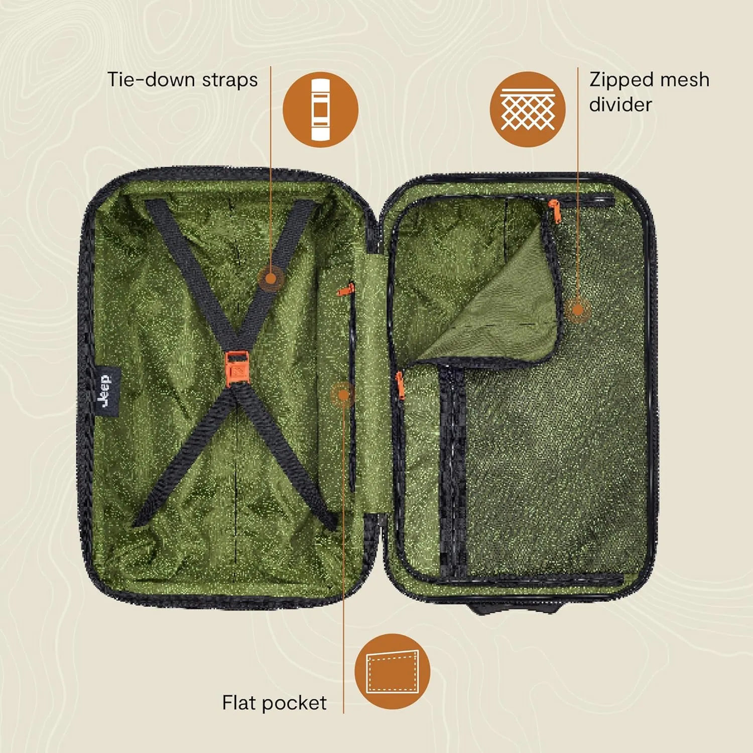 Jeep JH003B Hardside Expandable Luggage with Two Wheels (Warm Sand, Carry-On 21 Inch)