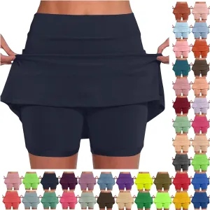 JIEMUXIU Skorts for Woman Tummy Control Plus Size Skorts High Waist Athletic Sports Pants Skirt Casual Summer Tennis Skirts