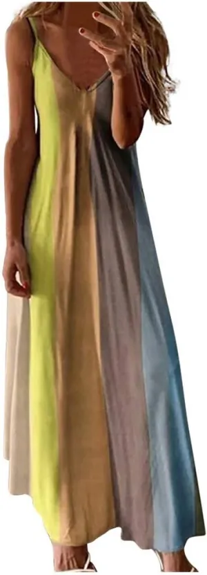 JiXiang Beach Dresses for Women 2025 Vacation Boho Long Summer Casual Sun Dress Spaghetti Strap Flowy Embroidered Maxi Dress