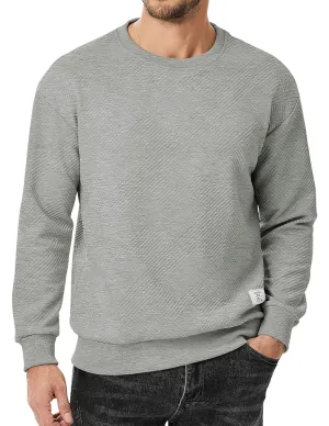 JMIERR Men's Crewneck Sweatshirt Casual Long Sleeve Geometric Texture Sweatshirts Fashion Pullover Shirts