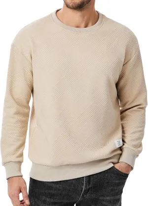 JMIERR Men's Crewneck Sweatshirt Casual Long Sleeve Geometric Texture Sweatshirts Fashion Pullover Shirts