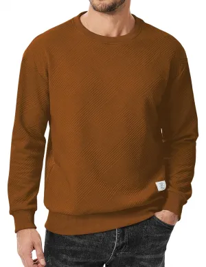 JMIERR Men's Crewneck Sweatshirt Casual Long Sleeve Geometric Texture Sweatshirts Fashion Pullover Shirts