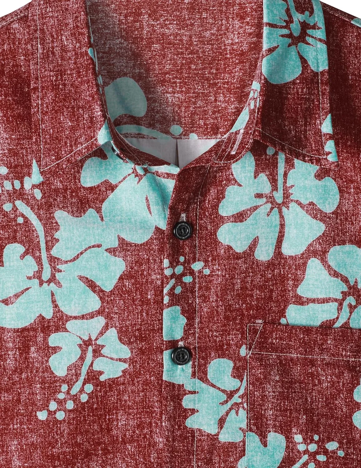 JOGAL Mens Floral Hawaiian Shirt Front Pocket Casual Aloha Shirts