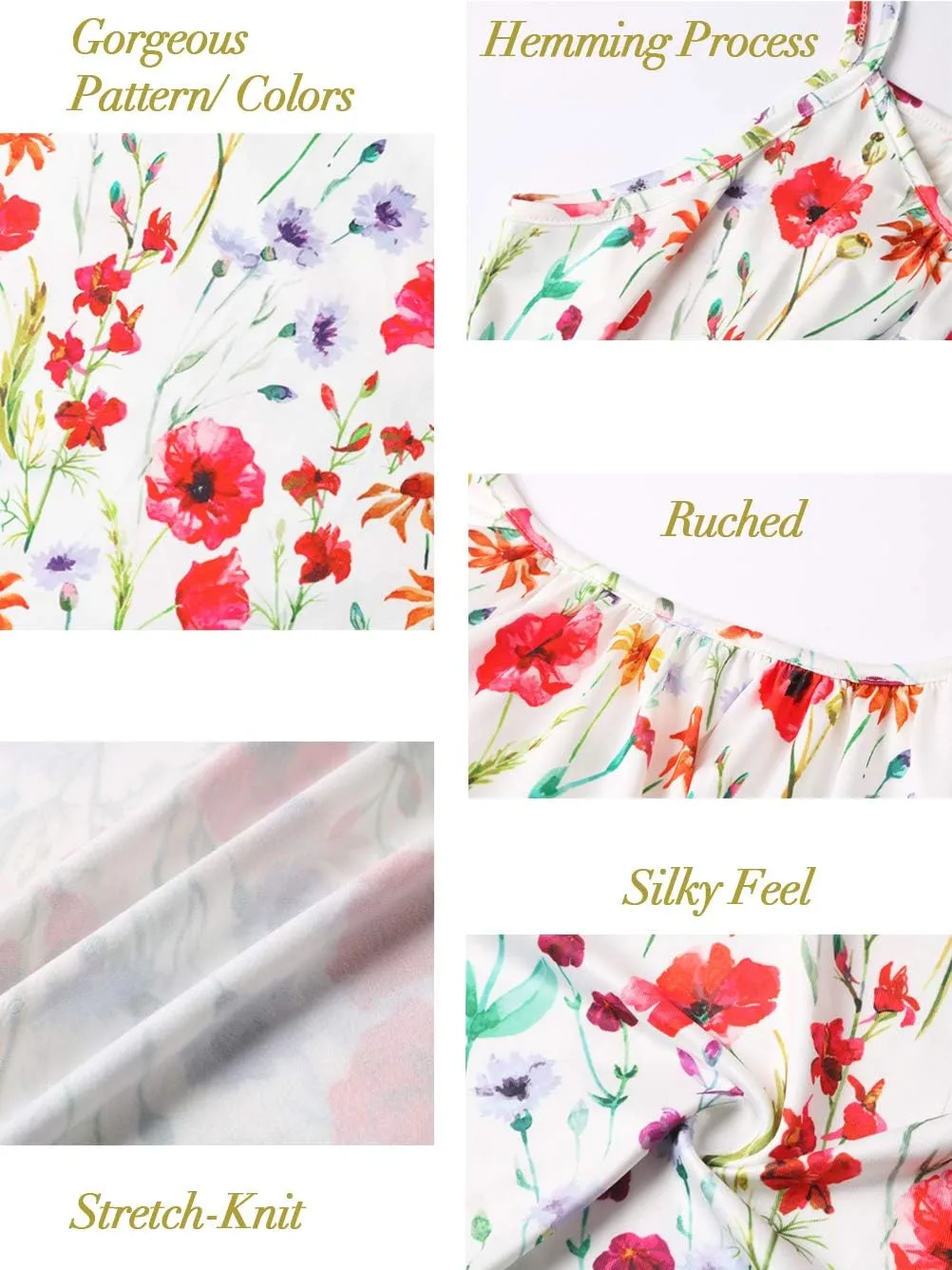 Kaei&Shi Print Long Vest,Flowy Tank Top for Women,Loose Cami,Pleated Dressy Swing Spaghetti Strap Camisole
