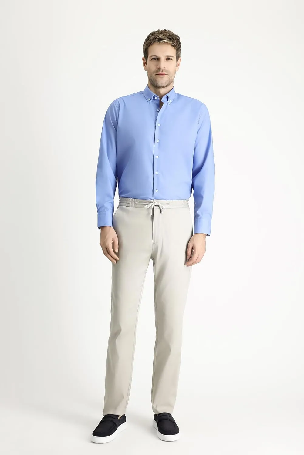 KIGILI - Men's Oxford & Non-Iron Dress Shirts- Slim Fit Long Sleeve Buttoned-Collar Solid Turkish Cotton