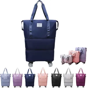 Kulken Travel Bag with Wheels, 2025 New Large Capacity Travel Bag - Universal Wheel Removable, Wheel-Equipped (Dark Blue)