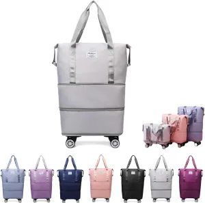 Kulken Travel Bag with Wheels, 2025 New Large Capacity Travel Bag - Universal Wheel Removable, Wheel-Equipped (Grey)