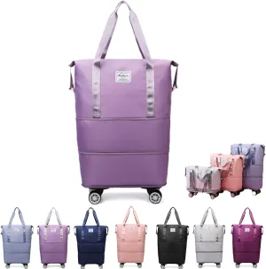 Kulken Travel Bag with Wheels, 2025 New Large Capacity Travel Bag - Universal Wheel Removable, Wheel-Equipped (Light Purple)