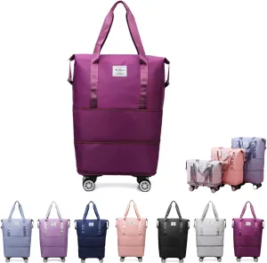 Kulken Travel Bag with Wheels, 2025 New Large Capacity Travel Bag - Universal Wheel Removable, Wheel-Equipped (Purple)