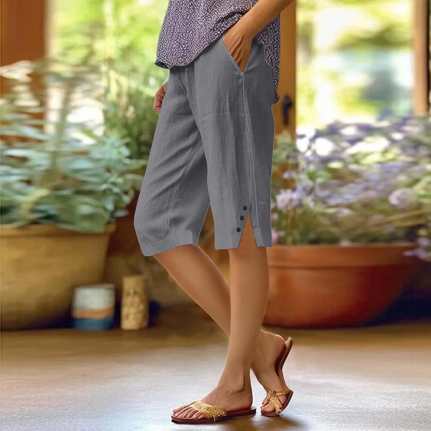 Leggings with Pockets for Women Pants Long Drawstring Linen Women Waist High Waisted Wide Leg Long Lounge Trousers