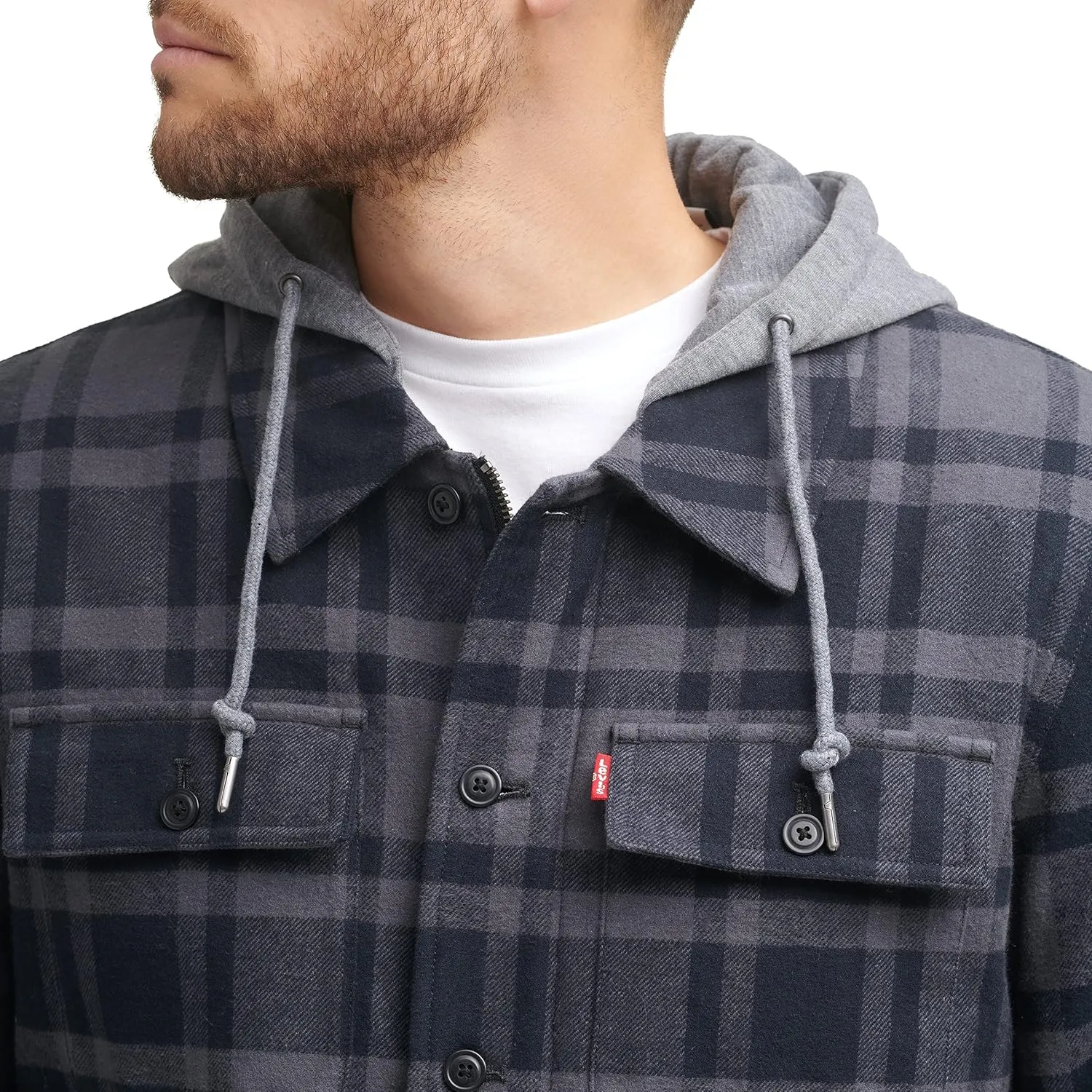 Levi's Mens Plaid Sherpa Lined Hooded Shirt Jacket (Regular & Big & Tall Sizes)
