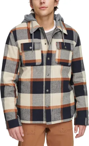 Levi's Mens Plaid Sherpa Lined Hooded Shirt Jacket (Regular & Big & Tall Sizes)