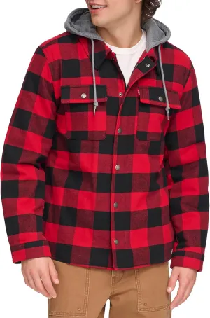 Levi's Mens Plaid Sherpa Lined Hooded Shirt Jacket (Regular & Big & Tall Sizes)