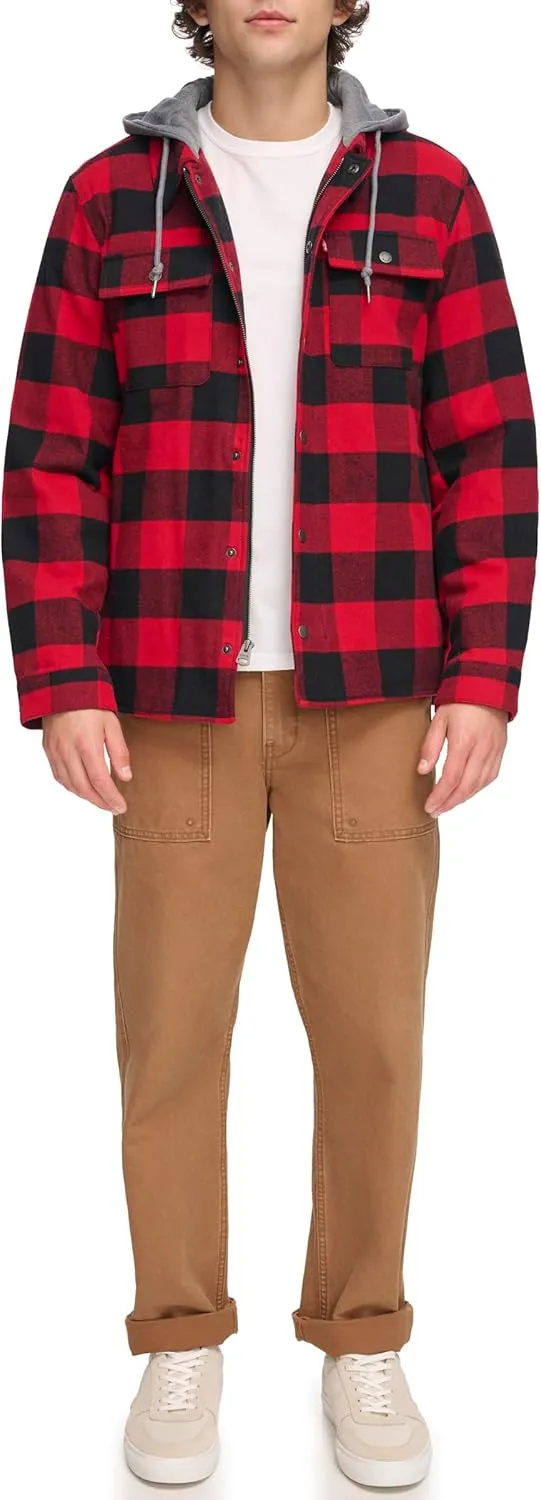 Levi's Mens Plaid Sherpa Lined Hooded Shirt Jacket (Regular & Big & Tall Sizes)