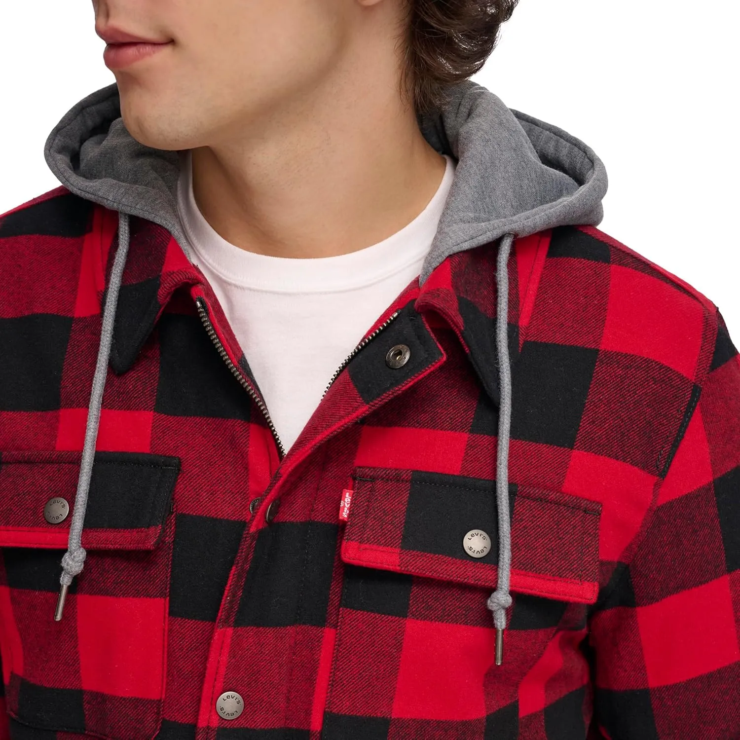 Levi's Mens Plaid Sherpa Lined Hooded Shirt Jacket (Regular & Big & Tall Sizes)