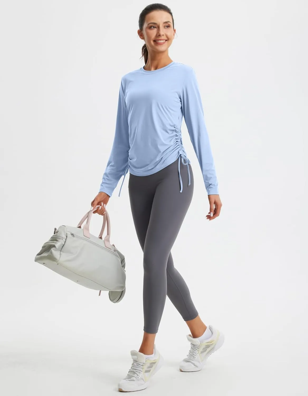 Libin Women's Long Sleeve Workout Tops UPF 50  Sun Protection Shirts Open Back Quick Dry Athletic Yoga Running T Shirt