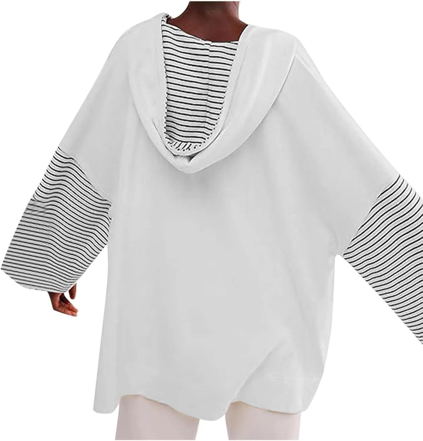 Lightweight Hoodie Sweatshirts For Women 2024 Casual Long Sleeve v Neck Pullover Tops Color Block Oversized Sweatshirt
