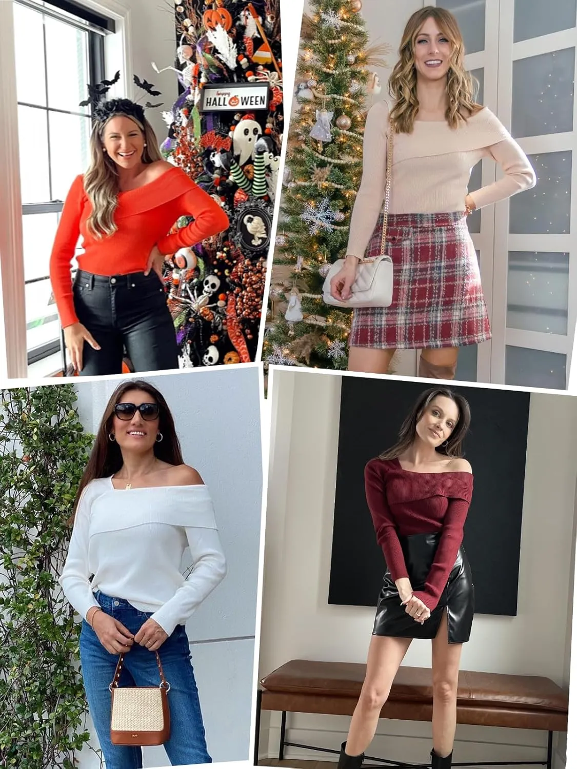 LILLUSORY Womens Off The Shoulder Going Out Sweaters Fall Sexy Cute Trendy Long Sleeve Knit Pullover Clothes Tops 2025