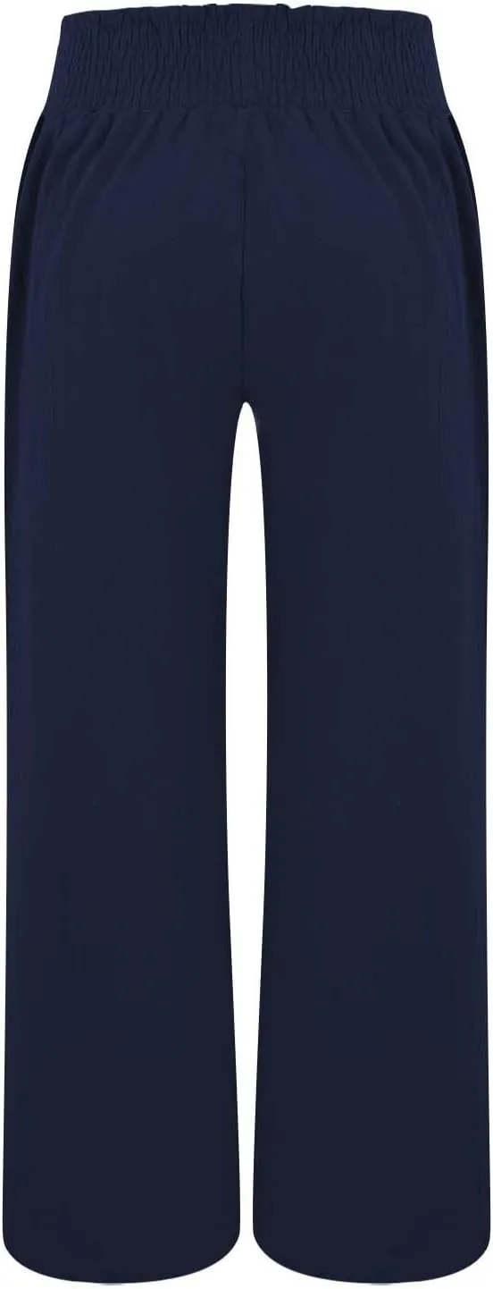 Linen Pants for Women Loose Pants Comfy Cropped Work Pants with Pockets Elastic High Waist Paper Bag with Side