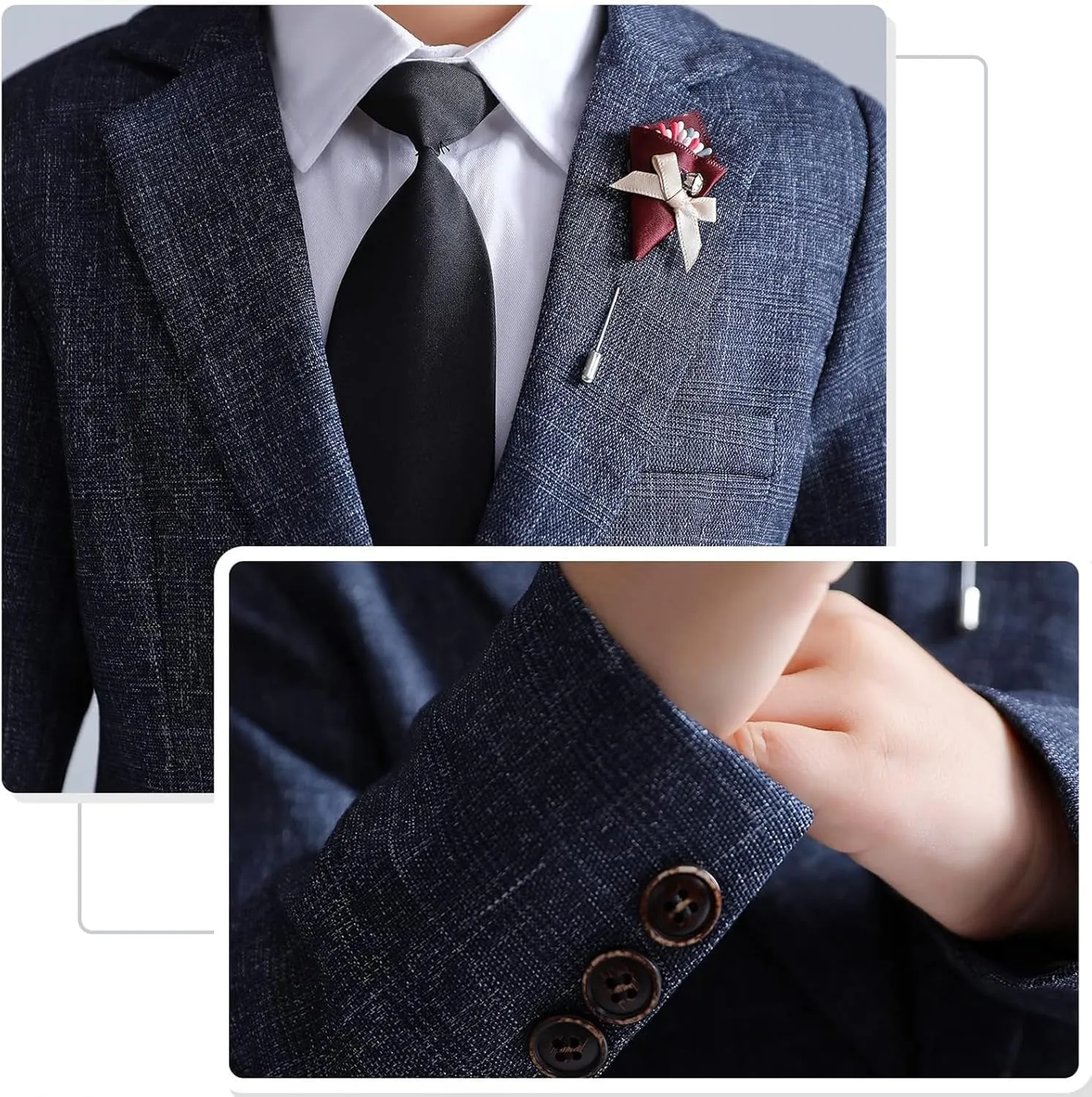 LOLANTA Kids Boys Plaid Suit Fashion Blazer Pants Set 2 Piece Formal Wear Outfit for Wedding