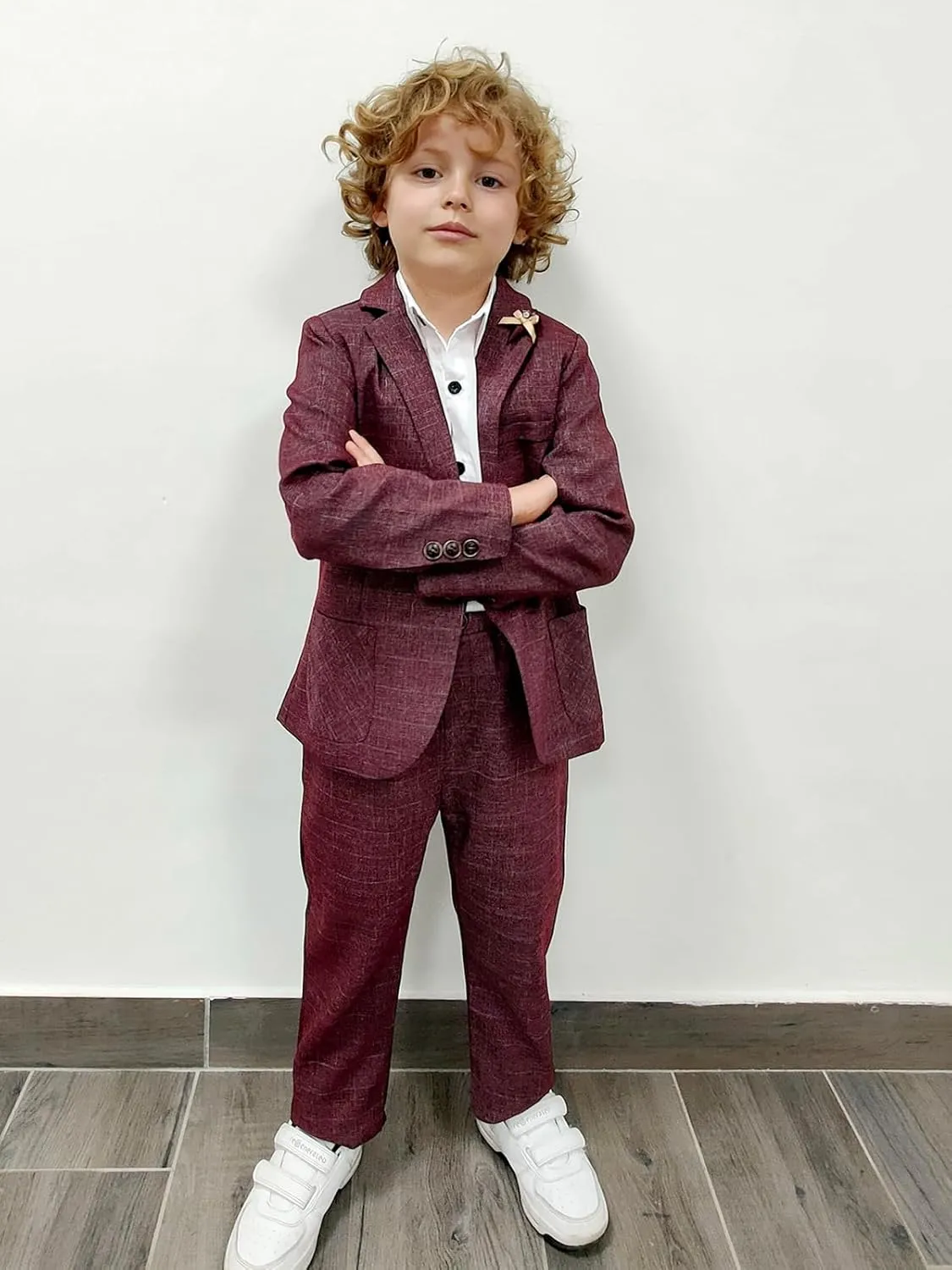 LOLANTA Kids Boys Plaid Suit Fashion Blazer Pants Set 2 Piece Formal Wear Outfit for Wedding
