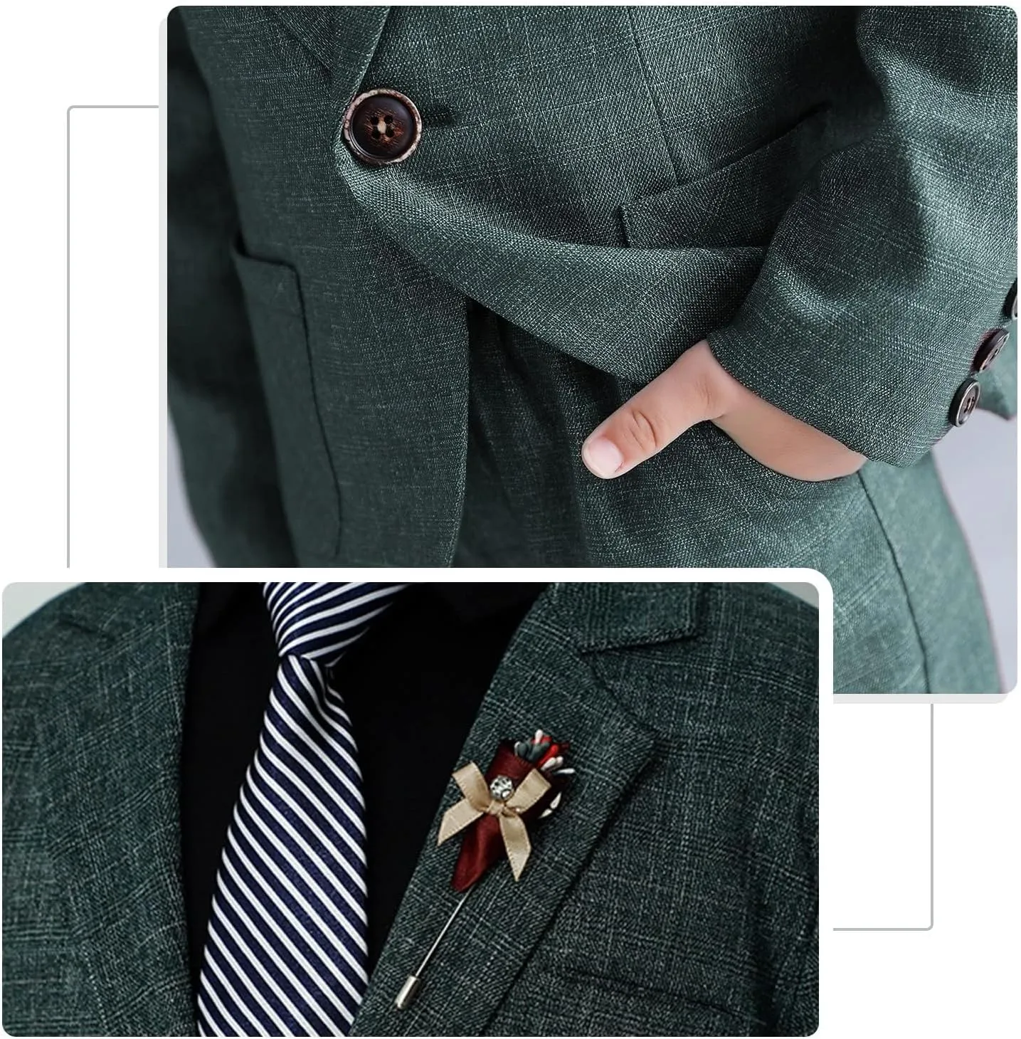 LOLANTA Kids Boys Plaid Suit Fashion Blazer Pants Set 2 Piece Formal Wear Outfit for Wedding