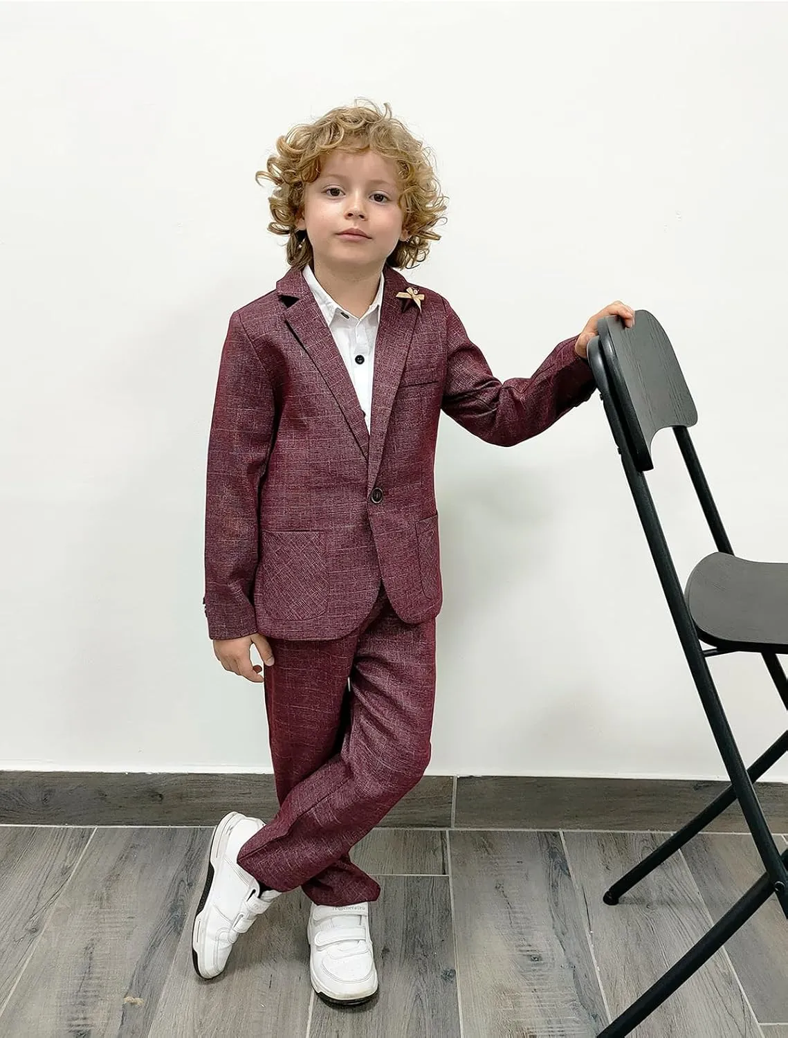 LOLANTA Kids Boys Plaid Suit Fashion Blazer Pants Set 2 Piece Formal Wear Outfit for Wedding