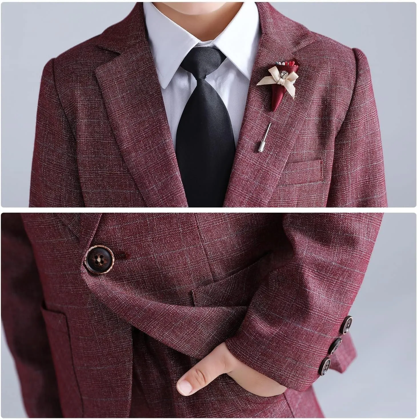 LOLANTA Kids Boys Plaid Suit Fashion Blazer Pants Set 2 Piece Formal Wear Outfit for Wedding