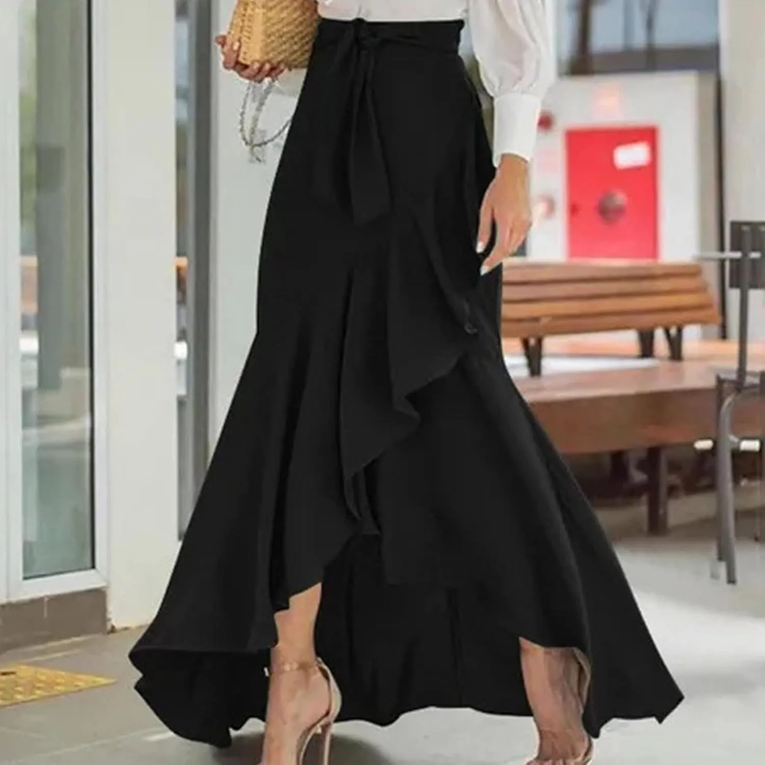 Loose Fit Skorts for Women Maxi Long Elegant Wrap High Cut Criss Cross Skort Women 2025