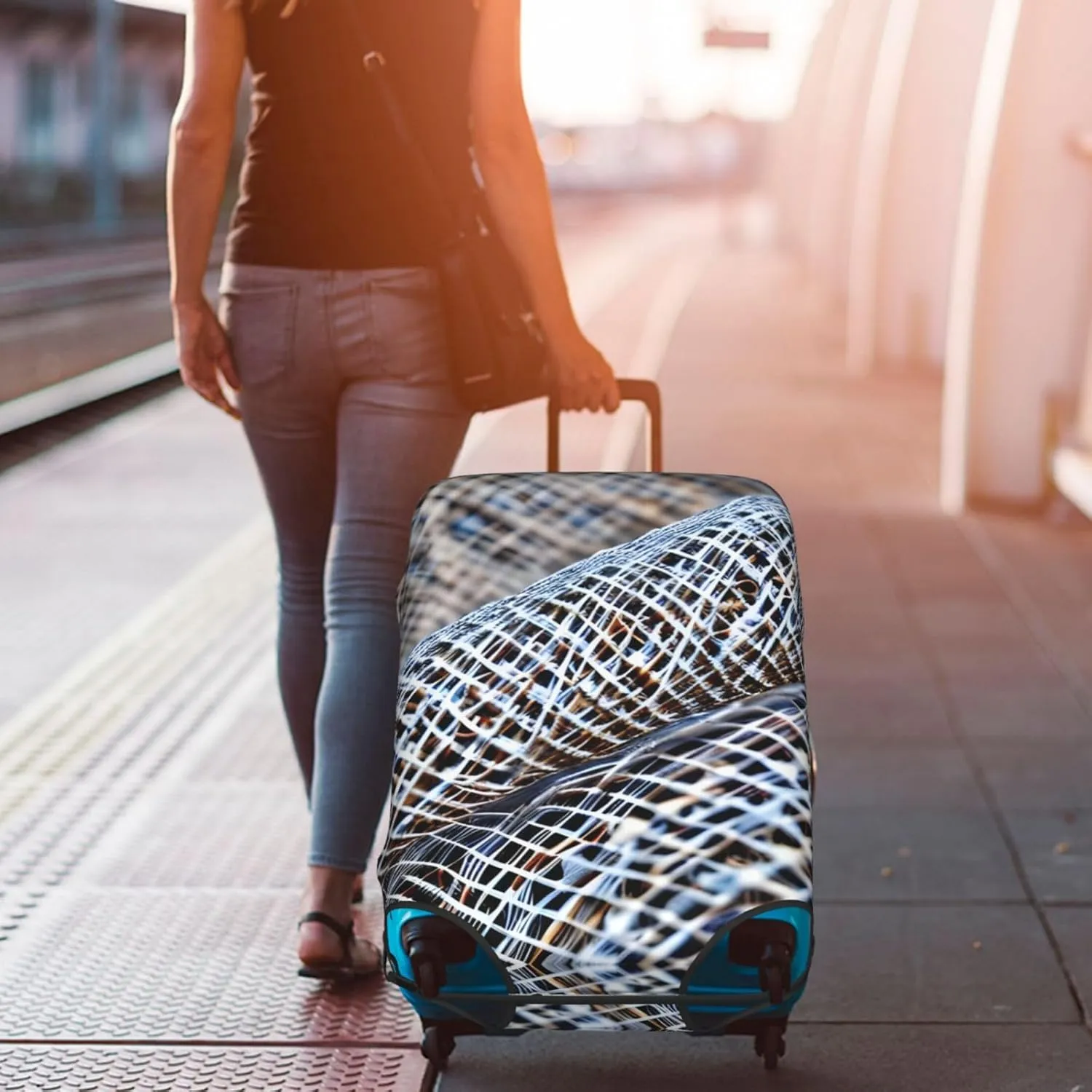 Luggage Cover,Fashion Suitcase Protector Fits 18-32 Inch Luggage,Washable Suitcase Covers,Coastal Fishing Net Shell Print