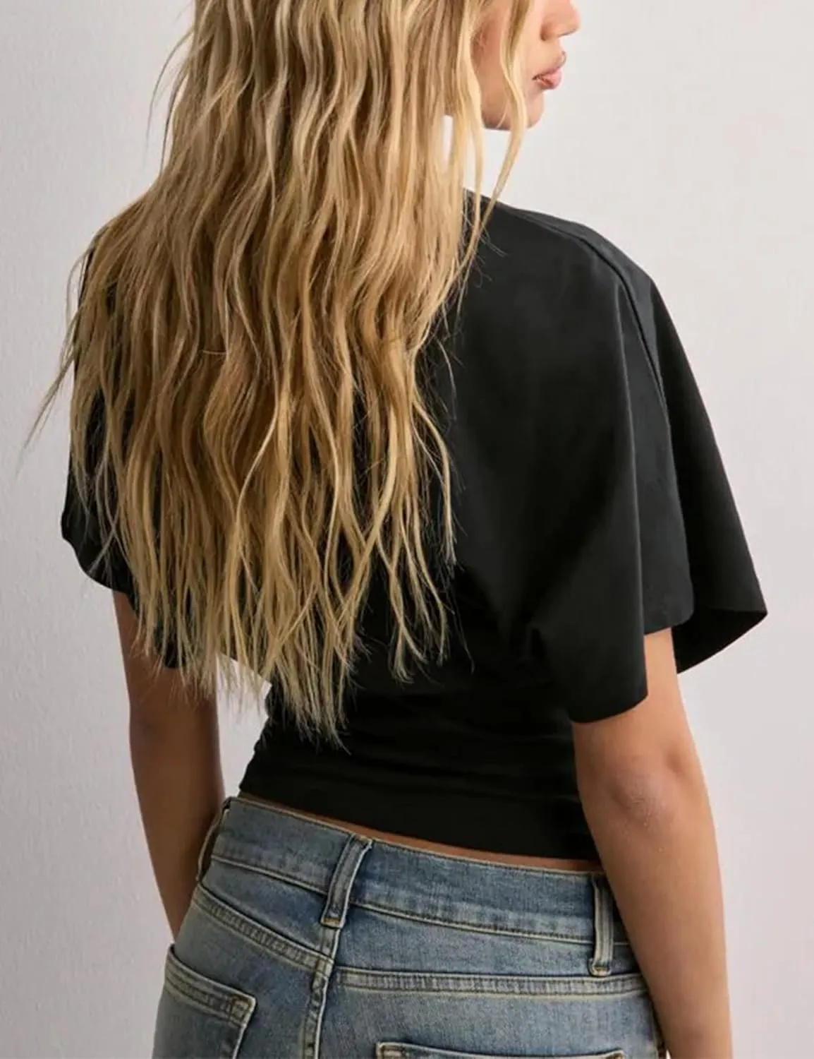 Lumister Shirts for Womens Crewneck Tighten Waist T-Shirt Casual Short Sleeve Workout Tops Solid Color Basic Tees