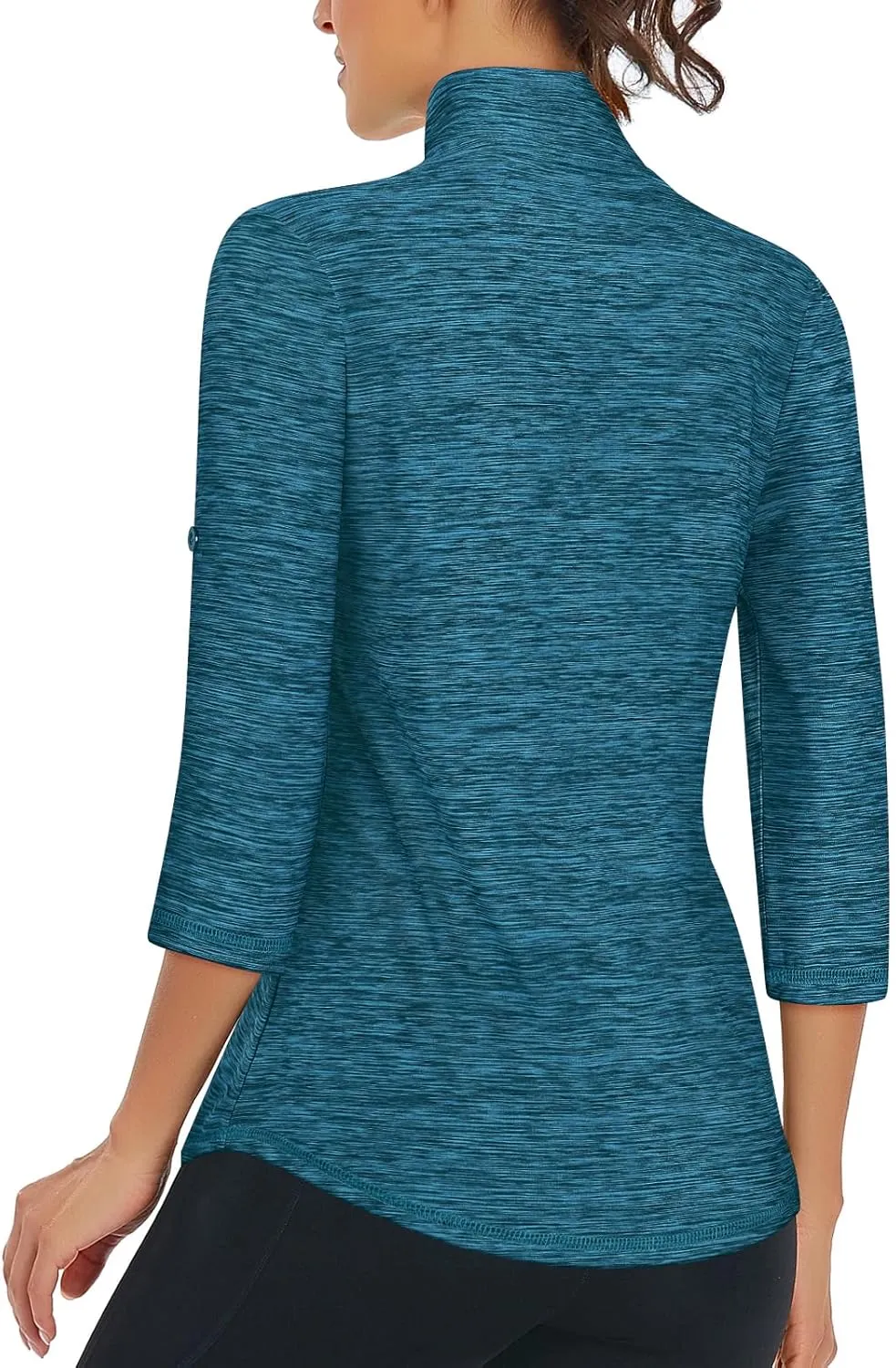 LURANEE Womens 3/4 Roll Sleeve 1/4 Zip Pullover Golf Shirts Athletic Hiking Running Workout Tops UPF 50 