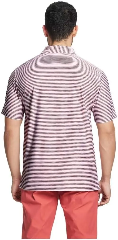 M MAELREG Golf Polo Shirts for Men Short Sleeve Dry Fit Striped Performance Moisture Wicking Collared Casual Mens Golf Shirt