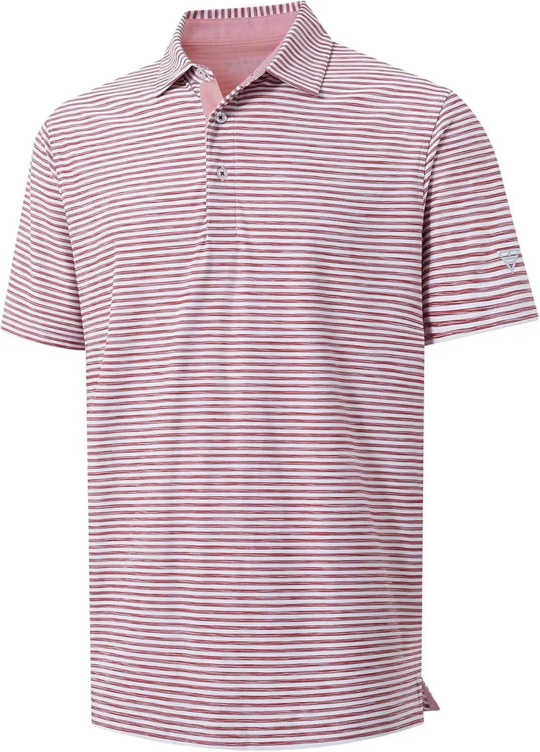 M MAELREG Golf Polo Shirts for Men Short Sleeve Dry Fit Striped Performance Moisture Wicking Collared Casual Mens Golf Shirt