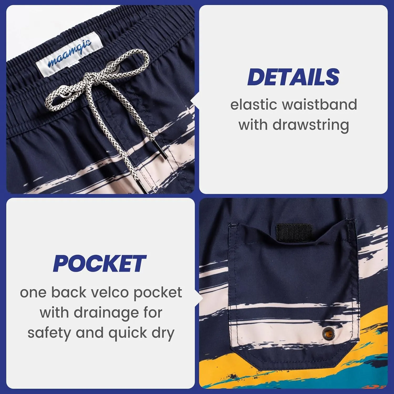 maamgic Mens Swim Trunks Quick Dry Swim Shorts with Mesh Lining Funny Swimwear Bathing Suits 7inch