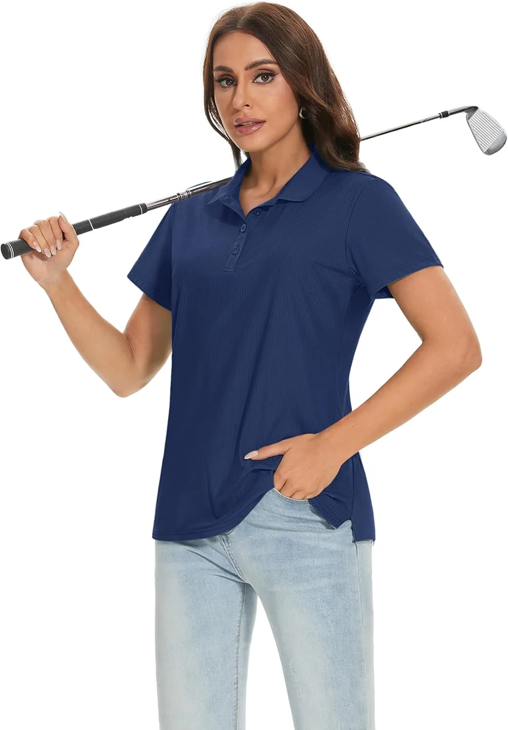MAGCOMSEN Women's Golf Polo Shirts Short Sleeve Collared Quick-Dry Moisture Wicking T-Shirt Workout Athletic Tennis Tops