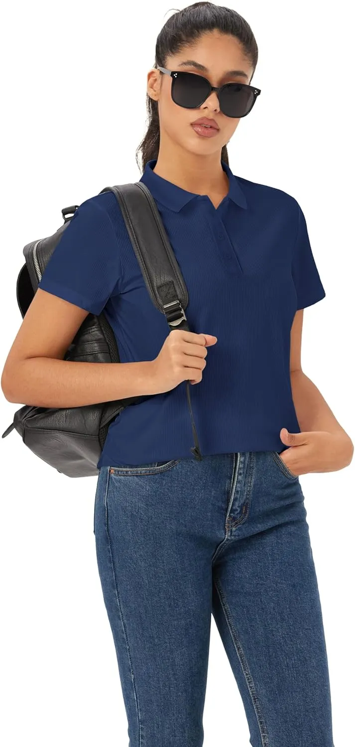 MAGCOMSEN Women's Golf Polo Shirts Short Sleeve Collared Quick-Dry Moisture Wicking T-Shirt Workout Athletic Tennis Tops
