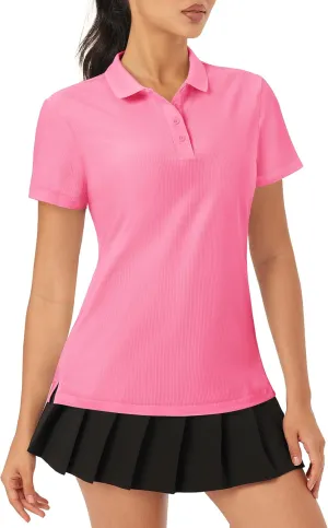 MAGCOMSEN Women's Golf Polo Shirts Short Sleeve Collared Quick-Dry Moisture Wicking T-Shirt Workout Athletic Tennis Tops
