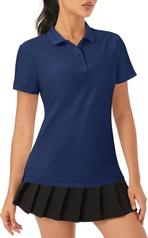 MAGCOMSEN Women's Golf Polo Shirts Short Sleeve Collared Quick-Dry Moisture Wicking T-Shirt Workout Athletic Tennis Tops