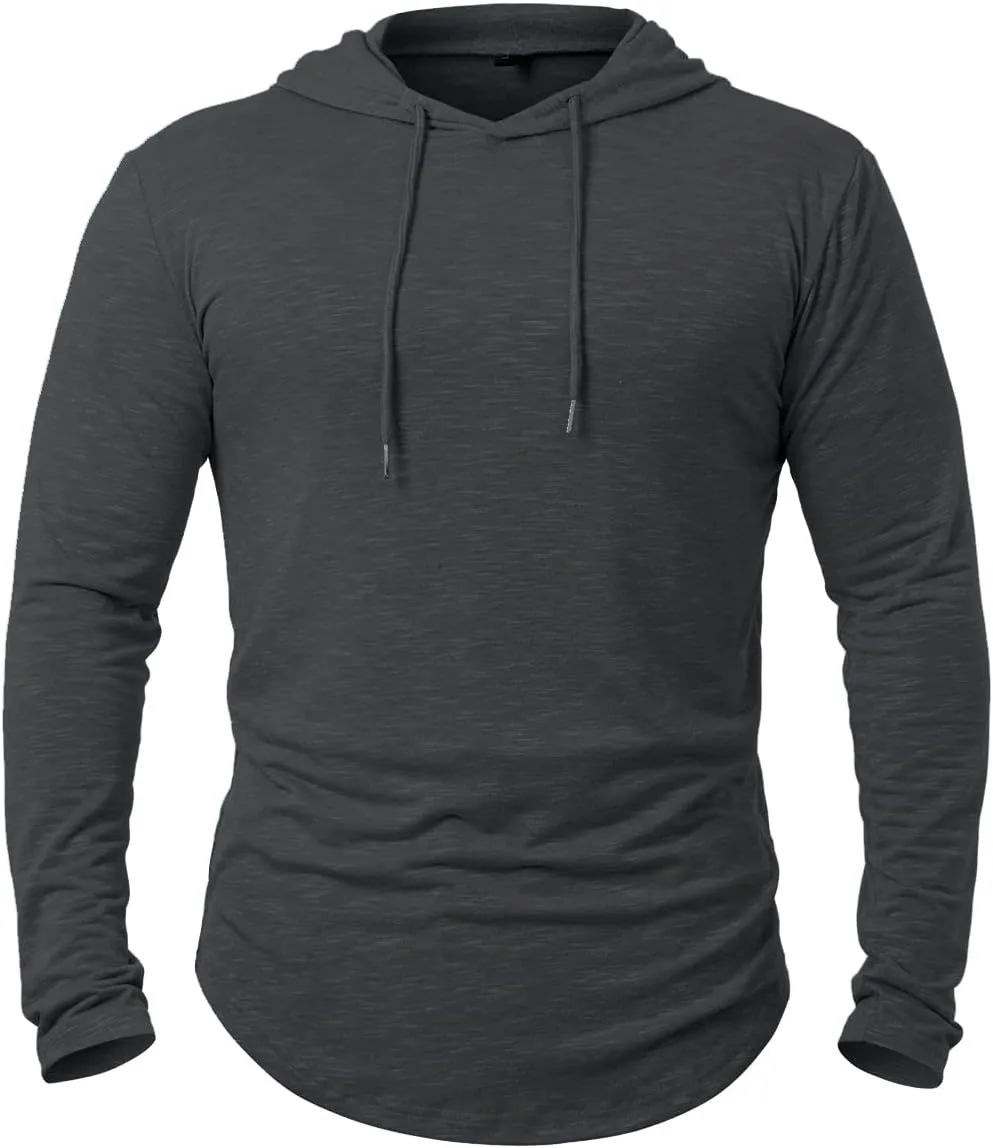 MANSDOUR Men's Athletic Hooded Shirts Long Sleeve Workout Sport Hoodie Casual Running T Shirt Quick Dry Pullover Top