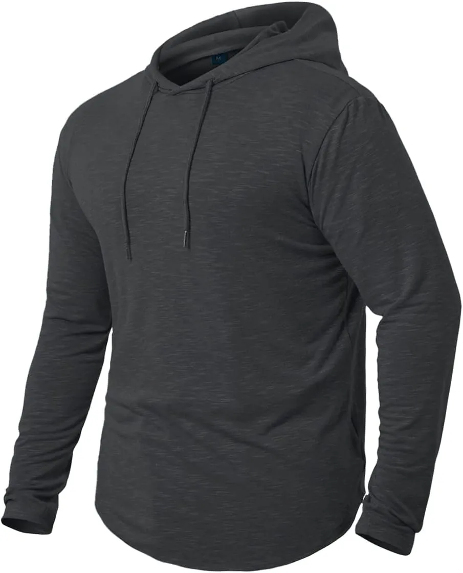 MANSDOUR Men's Athletic Hooded Shirts Long Sleeve Workout Sport Hoodie Casual Running T Shirt Quick Dry Pullover Top