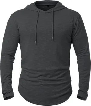 MANSDOUR Men's Athletic Hooded Shirts Long Sleeve Workout Sport Hoodie Casual Running T Shirt Quick Dry Pullover Top